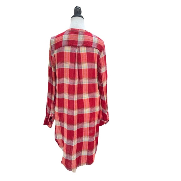 Anthropologie Akemi + Kin Women Size Small Red Lucie Plaid Long Sleeve Tunic Top - Picture 5 of 9